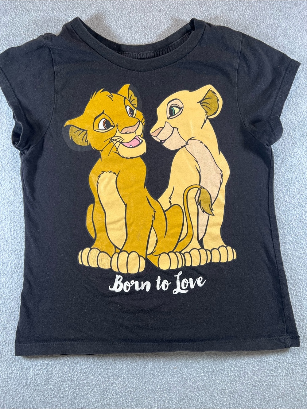 Disney Lion King Simba Nala Born to Love Girls Black Graphic Tee Medium 7/8